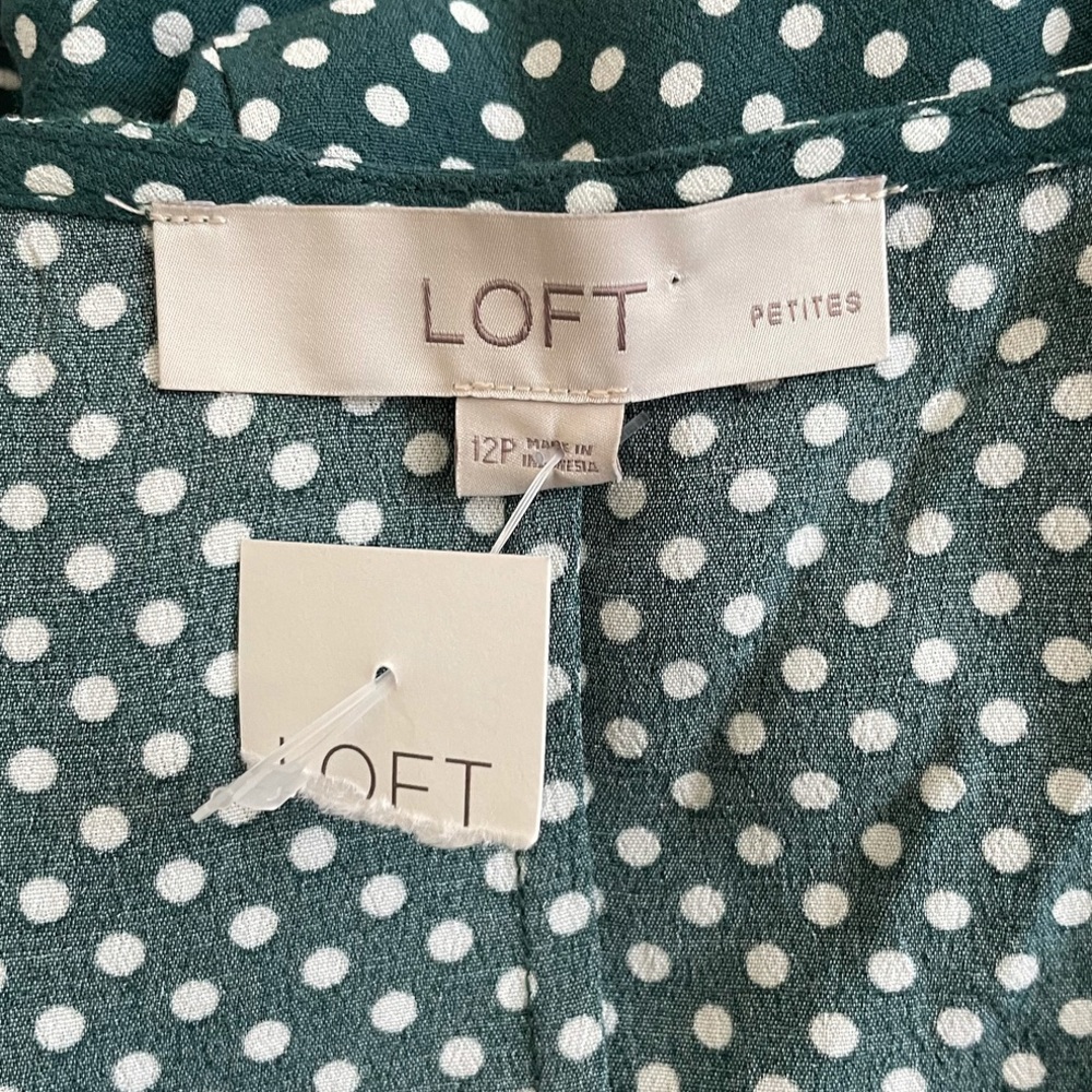 NWT LOFT Green Polka Dot Wrap Mini Dress - Picture 6 of 6